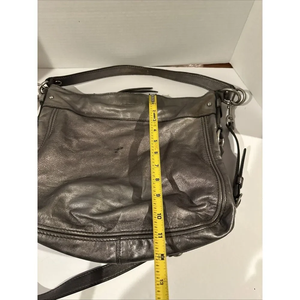 Coach‎ Women's Leather Zoe Convertible Shoulder ToCrossbody Hobo Bag Silver VTG